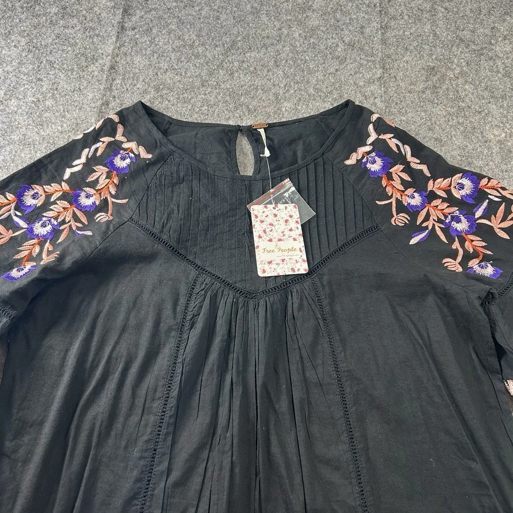 Free People Pavlo Boho Mini Dress S Victorian Prairie Ranch Cowgirl Embroidered
